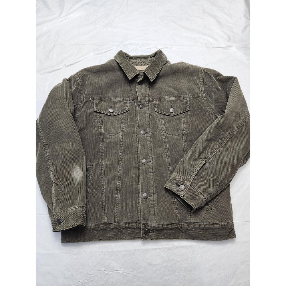 Vintage Gap Jacket Mens Medium Green Corduroy Sherpa Lined Trucker Outdoor